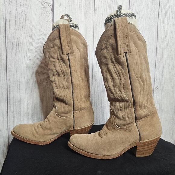 VTG Frye Tan Suede Leather Made in USA Boots, Style 3845, size 7.5 D main image 8
